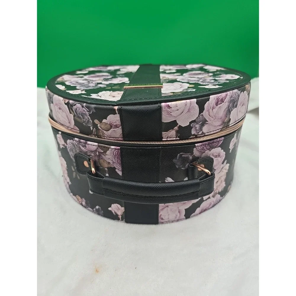 Ellen Tracy Floral Print Logo‎ Cosmetics Makeup Travel Bag Zip